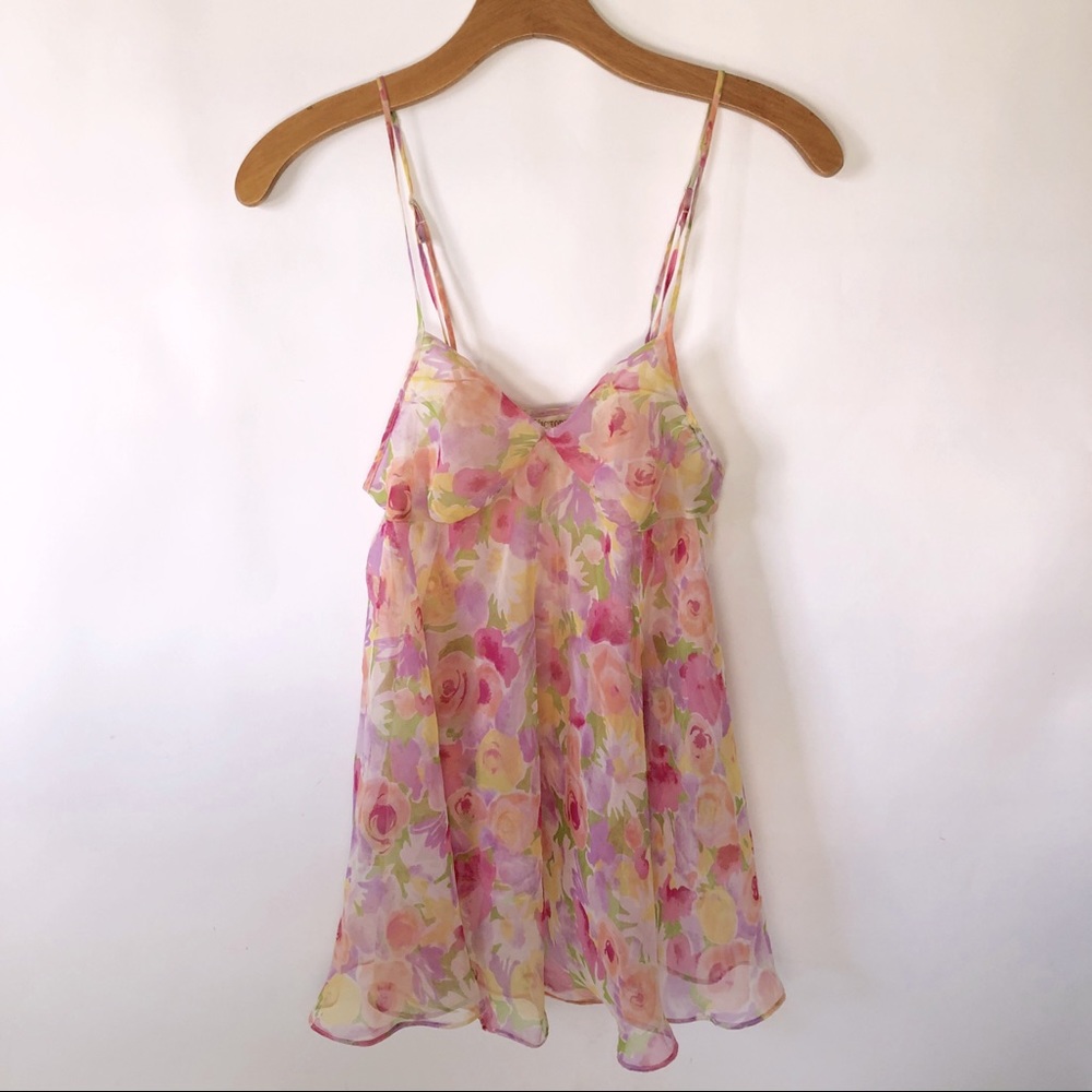 Vintage Victoria Secret Gold Label sheer floral babydoll top small/petite